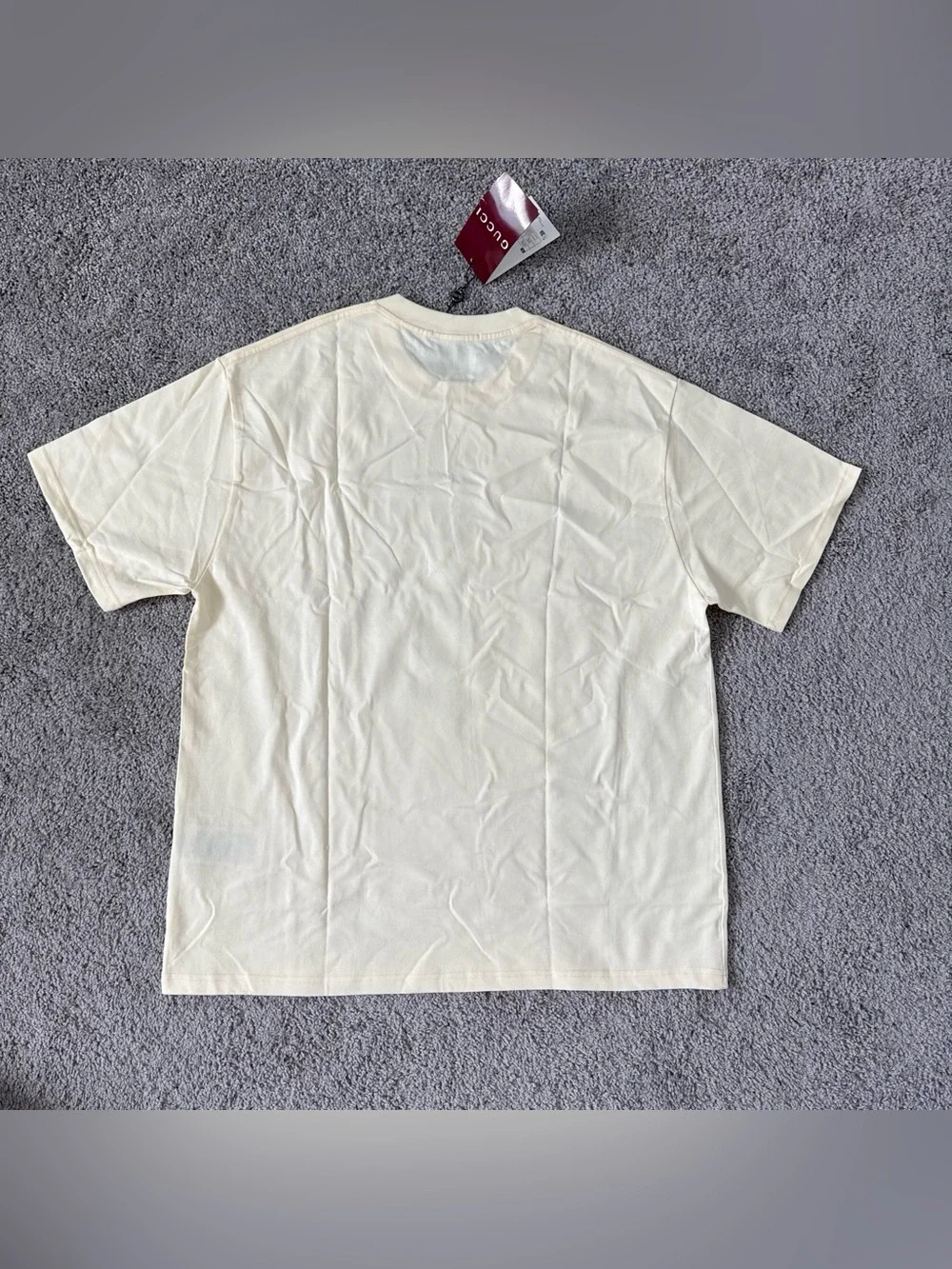 Gucci Cream Short Sleeve round neck t shirt Logo Tee size XL